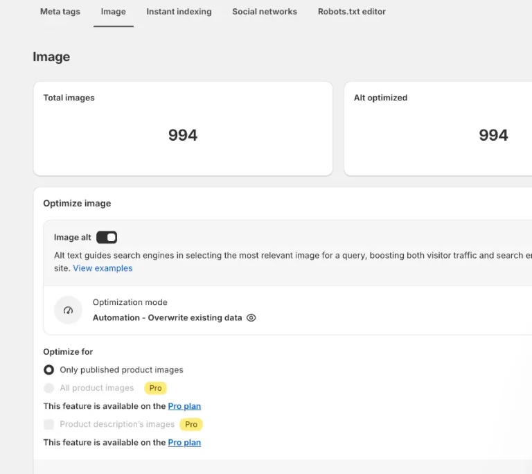 Screenshot of the Avada SEO Image ALT text generation feature. The feature includes options to set the scheme with which you will be generating ALT text.